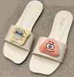画像1: spongebob leather flat sandals  slippers 　スポンジボブフラットレザーサンダル  (1)