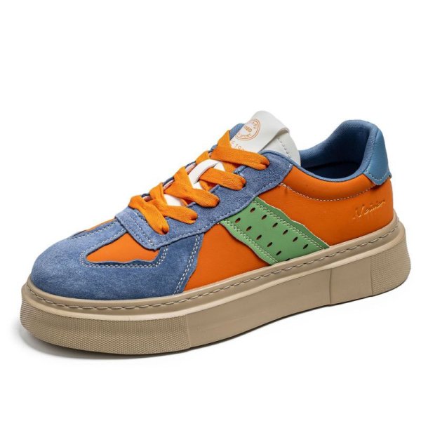 画像1:  Unisex Color-matching leather lace-up sneakers shoes 　ユニセックス カラーマッチングレザーレースアップスニーカー シューズ サイズ39~44 (1)