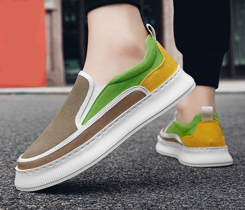 画像7:  Unisex canvas slip-on sneaker shoes 　ユニセックス  厚底 キャンバスバイカラースリッポンスニーカー シューズ サイズ39~44 (7)