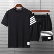 画像3: Men& Women Cotton 4 line Tshirts and Pants Set up コットン4バー半袖Tシャツ ショート セットアップユニセックス男女兼用 パンツセット (3)