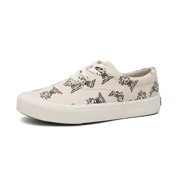 画像1: bearbrick print Low Top Sneakers ユニセックス男女兼用キャンバスベアベアブリックプリントローカット スニーカー レースアップ シューズ (1)