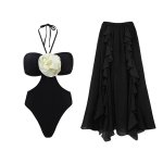 画像4: 3D Rose Flower Rosalinda Rosette 1 Piece Swimsuit & Skirt 2 Piece Set sexy ladies swimwear セクシーカットアウト フラワー ワンピース水着 ホルターボディスーツモノキニ 3D 立体花 フラワーデザイン ワンピース スウィムウェア スウィムスーツ (4)