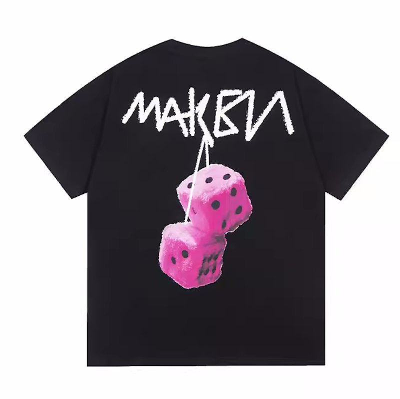 画像2: dice cherry print round neck short sleeve T-shirt 　 ユニセックス男女兼用ダイスチェリープリントラウンドネック半袖 Tシャツ (2)