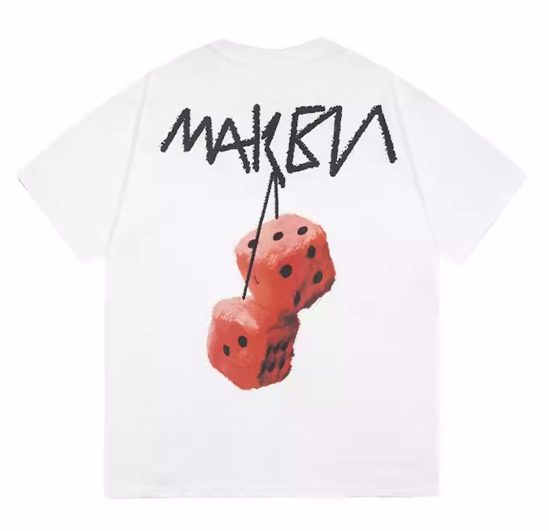 画像10: dice cherry print round neck short sleeve T-shirt 　 ユニセックス男女兼用ダイスチェリープリントラウンドネック半袖 Tシャツ (10)