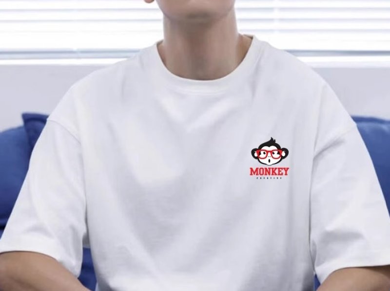 画像3: One point glasses monkey round neck short sleeve T-shirt 　 ユニセックス男女兼用ワンポイントメガネモンキーラウンドネック半袖 Tシャツ (3)