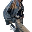 画像2: Unisec Men's Sand cut maxi wide denim Jacket and pants set  メンズ ユニセックス 男女兼用 サンドウォッシング デニム トラッカージャケット & ワイドデニムパンツ セットアップ (2)