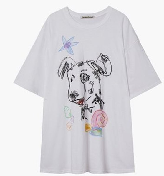 画像1: DOG drawing short sleeve T-shirt　ドッグ101匹わんちゃんダルメシアンプリント  ラウンドネック 半袖Tシャツ (1)