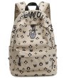 画像2: Lifewor fashion street trend large-capacity travel backpack  shoulder  bag  ユニセックス男女兼用ブルドッグプリントモノグラムバックパック ショルダーリュック トートショルダー バッグ　 (2)