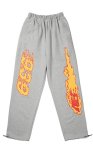 画像2: New Unisex 939 fire pattern logo sweatpants trousers 　男女兼用ユニセックス939ロゴスウェットパンツ (2)