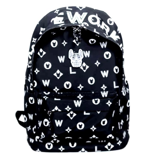 画像1: Lifewor fashion street trend large-capacity travel backpack  shoulder  bag  ユニセックス男女兼用ブルドッグプリントモノグラムバックパック ショルダーリュック トートショルダー バッグ　 (1)