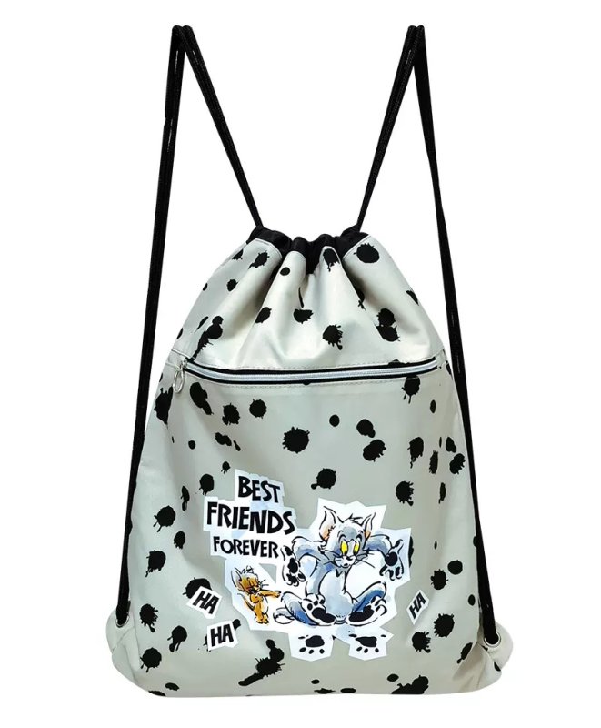 画像1: tom and jerry drawstring backpack rucksack  knapsack  shoulde tote bag  ユニセックス男女兼用トム＆ジェリープリントバックパック ナップサックパック ショルダーリュック トートショルダー バッグ　 (1)
