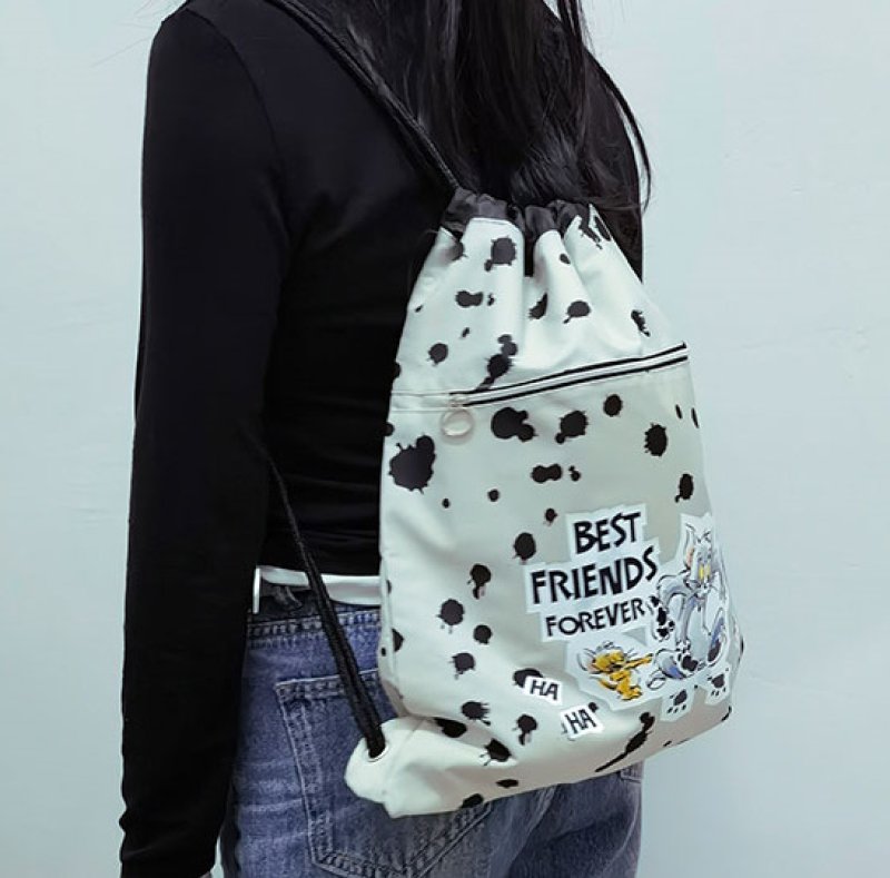 画像3: tom and jerry drawstring backpack rucksack  knapsack  shoulde tote bag  ユニセックス男女兼用トム＆ジェリープリントバックパック ナップサックパック ショルダーリュック トートショルダー バッグ　 (3)