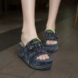 画像2: Vintage Denim thick-soled slippers platform sandals  デニムリメイク 厚底プラットフォームサンダル スリッパ (2)
