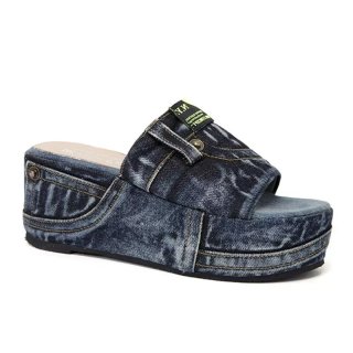 denim thick-soled slippers platform sandals デニムリメイク 厚底