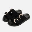 画像3: thick-soled pearl square buckle flat  Sandals  Slipper ユニセックス男女兼用 パールバックルストラップ厚底フラットサンダル スリッパ (3)