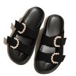 画像9: thick-soled pearl square buckle flat  Sandals  Slipper ユニセックス男女兼用 パールバックルストラップ厚底フラットサンダル スリッパ (9)