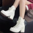 画像3: muffin daddy high cut lace-up heel sneakers ユニセックス 男女兼用 厚底 ハイカット マフィン ヒール 厚底 レースアップ スニーカー (3)