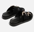 画像4: thick-soled pearl square buckle flat  Sandals  Slipper ユニセックス男女兼用 パールバックルストラップ厚底フラットサンダル スリッパ (4)