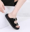 画像5: thick-soled pearl square buckle flat  Sandals  Slipper ユニセックス男女兼用 パールバックルストラップ厚底フラットサンダル スリッパ (5)