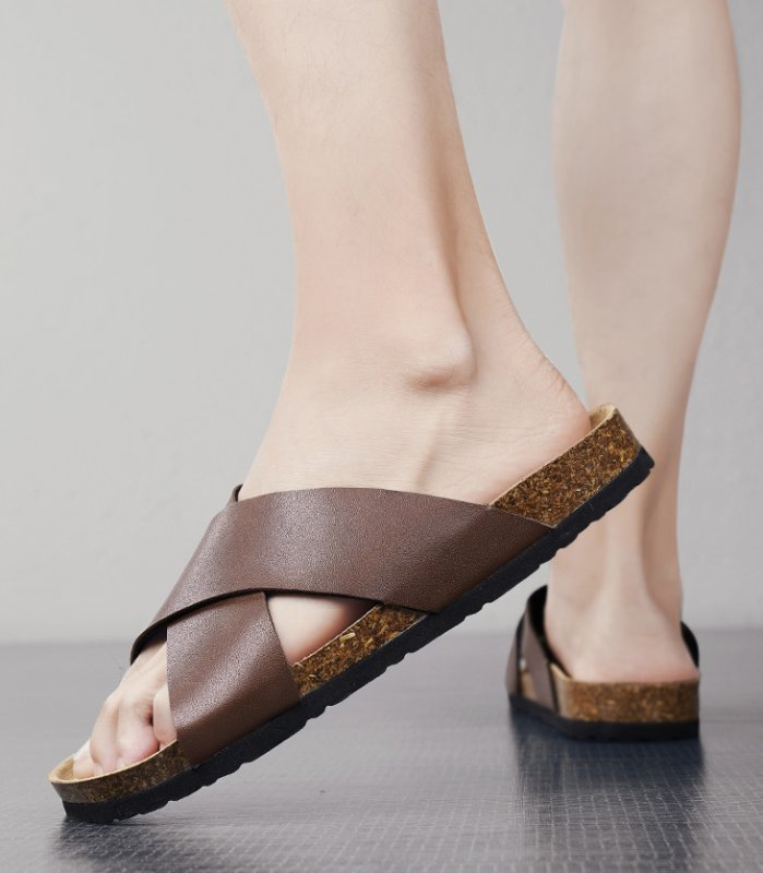 画像5: Unisex leather cross wood sandals slipper ユニセックス 男女兼用 クロスレザーウッドサンダル フリップ フロップシャワーサンダル ビーチサンダル　 (5)