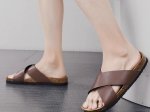 画像4: Unisex leather cross wood sandals slipper ユニセックス 男女兼用 クロスレザーウッドサンダル フリップ フロップシャワーサンダル ビーチサンダル　 (4)