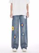 画像3: Unisex floral embroidery Emblem Denim Pant 男女兼用 ユニセックス デニムフラワー花エンブレム刺繡パンツ　ジーンズ (3)