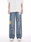 画像3: Unisex floral embroidery Emblem Denim Pant 男女兼用 ユニセックス デニムフラワー花エンブレム刺繡パンツ　ジーンズ (3)