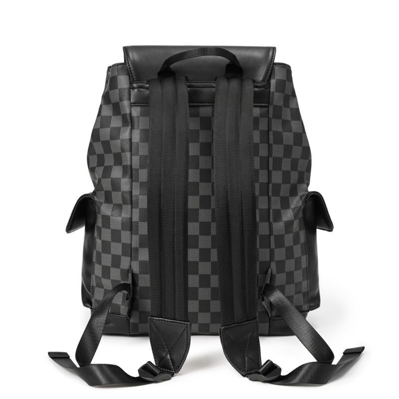 画像3: 24 Unisex Check Pattern with Shark Design Back Pack ユニセックス 男女兼用 チェック柄×シャーク バックパック リュックサック 鞄 (3)