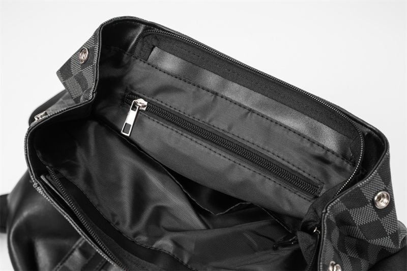 画像4: 24 Unisex Check Pattern with Shark Design Back Pack ユニセックス 男女兼用 チェック柄×シャーク バックパック リュックサック 鞄 (4)
