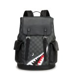画像1: 24 Unisex Check Pattern with Shark Design Back Pack ユニセックス　男女兼用　チェック柄×シャーク　バックパック　リュックサック　鞄 (1)