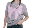 画像3: 24 Ladies Big Ribbon Short Sleeve Summer Sweater Tops ビッグ　リボン　デザイン　ラウンド　ネック　半袖　サマーセーター　トップス (3)