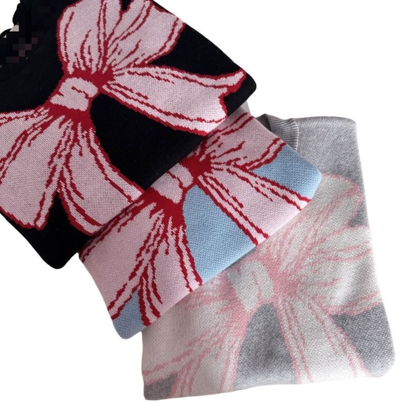 画像5: 24 Ladies Big Ribbon Short Sleeve Summer Sweater Tops ビッグ　リボン　デザイン　ラウンド　ネック　半袖　サマーセーター　トップス (5)