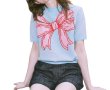 画像4: 24 Ladies Big Ribbon Short Sleeve Summer Sweater Tops ビッグ　リボン　デザイン　ラウンド　ネック　半袖　サマーセーター　トップス (4)