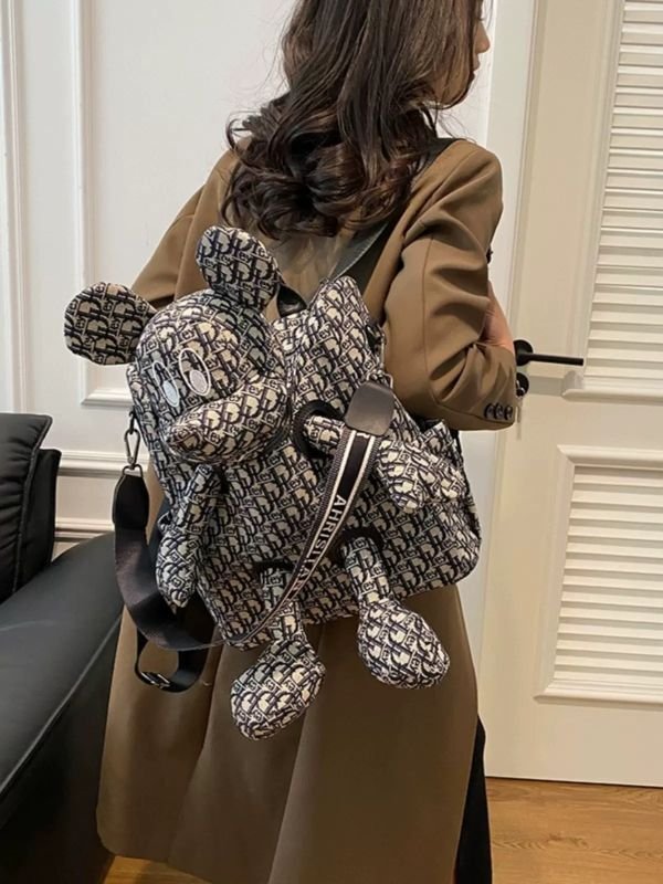 画像2: Woman’s Mickey x DISNEY monogram logo Mickey x Black Backpack tote shoulder bag ミッキー×モノグラム バックパック ぬいぐるみ トートショルダーバッグ (2)