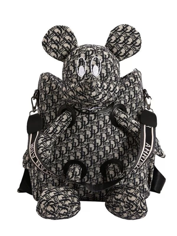 画像1: Woman’s Mickey x DISNEY monogram logo Mickey x Black Backpack tote shoulder bag　ミッキー×モノグラム バックパック ぬいぐるみ トートショルダーバッグ (1)