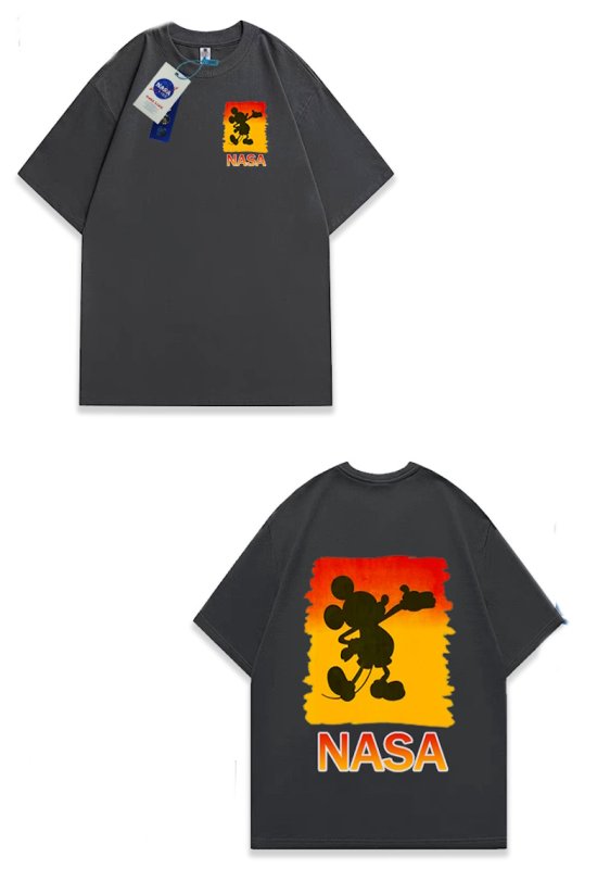 画像10: Unisex NASA x Silhouette Mickey Mouse Print round neck short sleeve T-shirt 　 ユニセックス男女兼用ナサ×シルエットミッキーマウスミッキーラウンドネック半袖 Tシャツ (10)