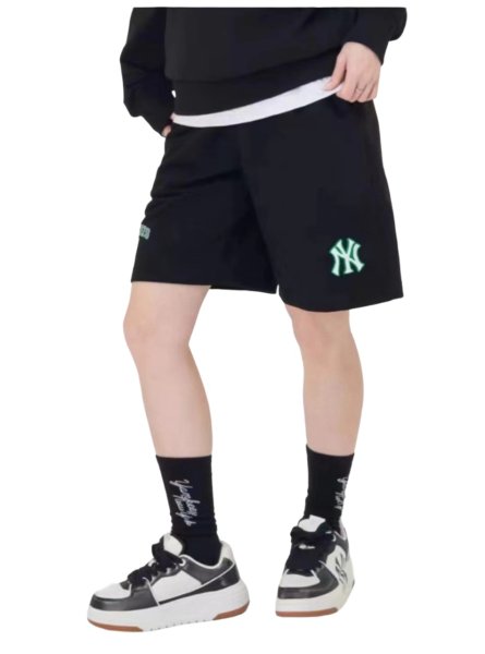 画像1: 24 Unisex MLB NY Logo Sweat Short Half Pant  ユニセックス 男女兼用 MLB NY　ロゴ　ニューヨーク　ヤンキース　スウェット　ハーフ　ショート　パンツ (1)