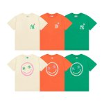 画像1: 24 Unisex MLB Smile Back Print NY or Boston T shirts  ユニセックス 男女兼用 MLB NY スマイル　バックプリント　ニューヨーク　ヤンキース　ボストン　レッドソックス　プリント Tシャツ (1)