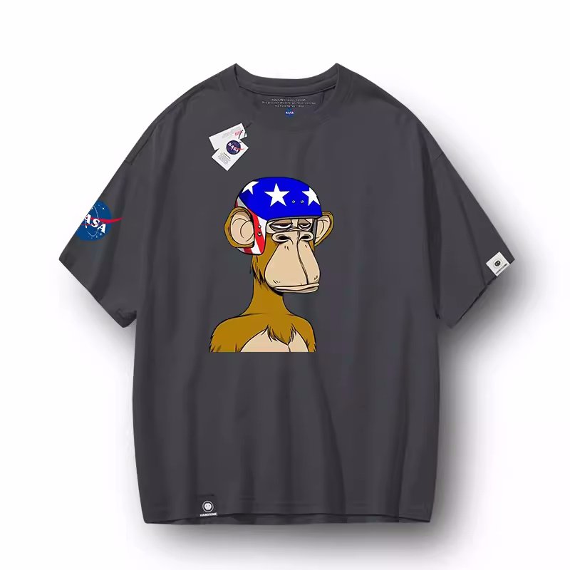 画像3: Unisex NASA×Monkey print round neck short sleeve T-shirt 　 ユニセックス男女兼用NASA×モンキープリントラウンドネック半袖 Tシャツ (3)