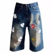 画像5: mickey mouse hand print wash 3/4 length denim pants 　 7分丈ハイウエストミッキーマウスハンドプリントデニム パンツ ジーンズ (5)