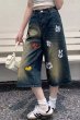 画像3: mickey mouse hand print wash 3/4 length denim pants 　 7分丈ハイウエストミッキーマウスハンドプリントデニム パンツ ジーンズ (3)