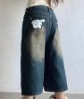 画像4: mickey mouse hand print wash 3/4 length denim pants 　 7分丈ハイウエストミッキーマウスハンドプリントデニム パンツ ジーンズ (4)