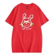 画像4: Unisex rabbit print  round neck short sleeve T-shirt 　 ユニセックス男女兼用グラフィック落書きラビットウサギプリント ラウンドネック半袖 Tシャツ (4)