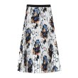 画像1: 24 New Women's Mickey Minny comic cartoon printed pleated skirt ミッキー ミニー グラフィックペイント ロング丈 膝丈プリーツスカート (1)