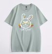 画像6: Unisex rabbit print  round neck short sleeve T-shirt 　 ユニセックス男女兼用グラフィック落書きラビットウサギプリント ラウンドネック半袖 Tシャツ (6)