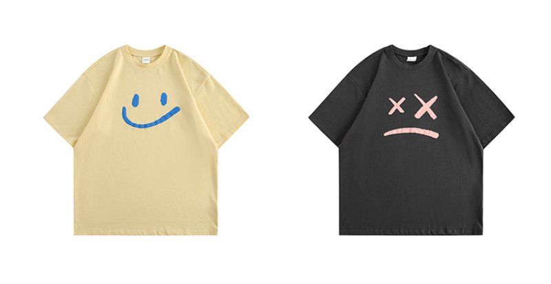 画像3: 24 Unisex Facial Expression Joyus Sorrow Happy Gloomy T shirts Tee ユニセックス 男女兼用  フェイス プリント Tシャツ (3)
