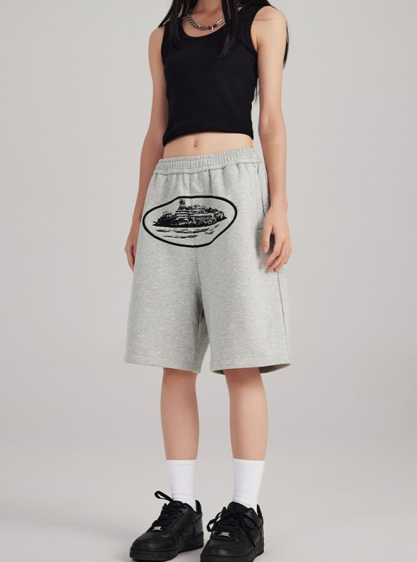 画像7: Unisex landscape print 3/4 length sweatpants ユニセックス　男女兼用　グラフィック落書き風景5分丈スエットパンツ (7)