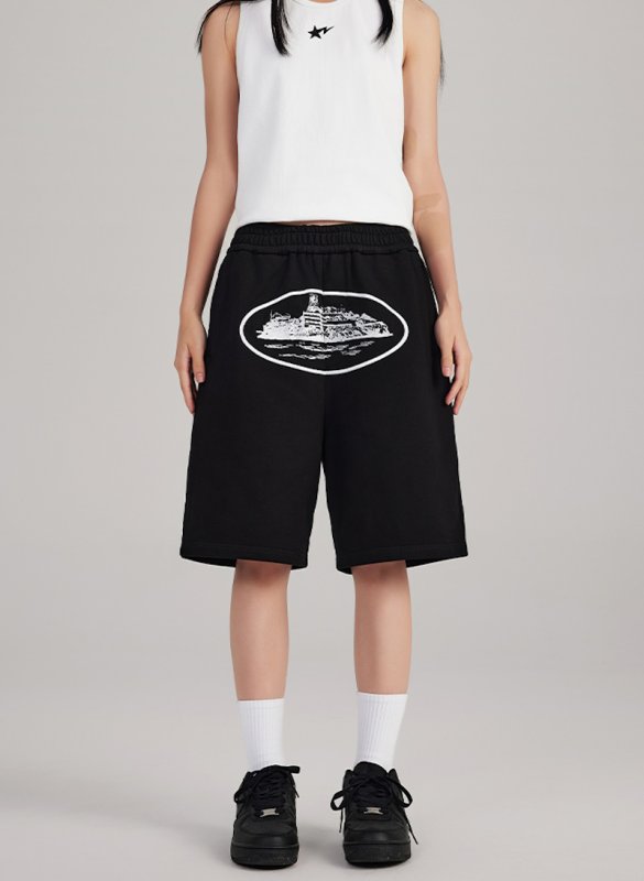 画像9: Unisex landscape print 3/4 length sweatpants ユニセックス　男女兼用　グラフィック落書き風景5分丈スエットパンツ (9)