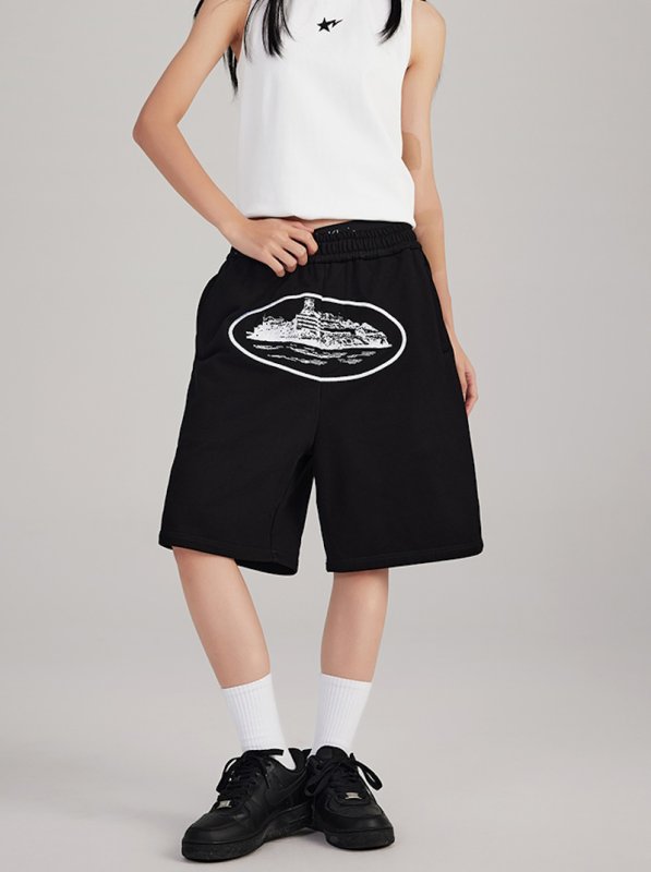 画像6: Unisex landscape print 3/4 length sweatpants ユニセックス　男女兼用　グラフィック落書き風景5分丈スエットパンツ (6)