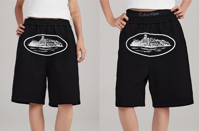 画像1: Unisex landscape print 3/4 length sweatpants ユニセックス　男女兼用　グラフィック落書き風景5分丈スエットパンツ (1)
